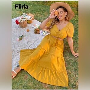 Yellow Boho 2pc set with Puff Sleeves